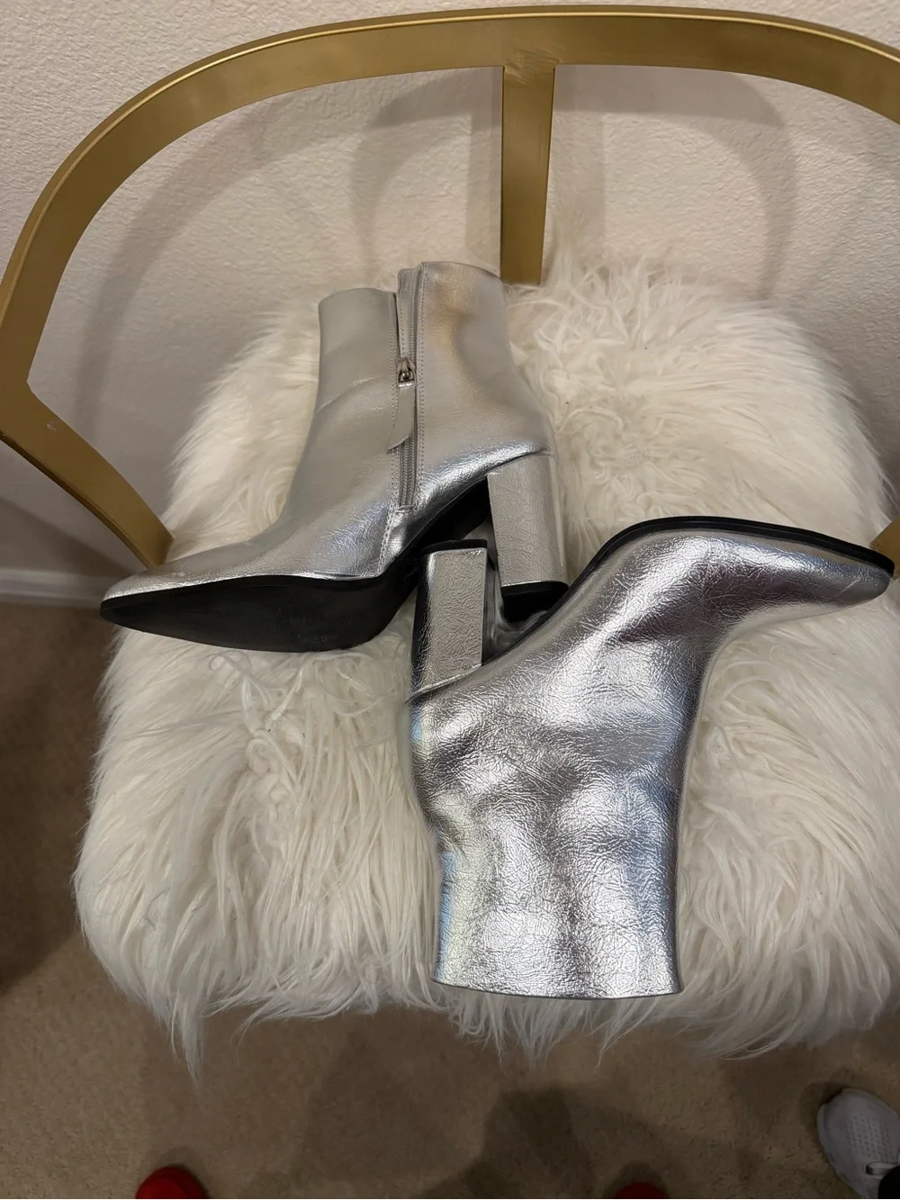 12Thompson Marlee Metallic Silver Pointed Ankle Boots